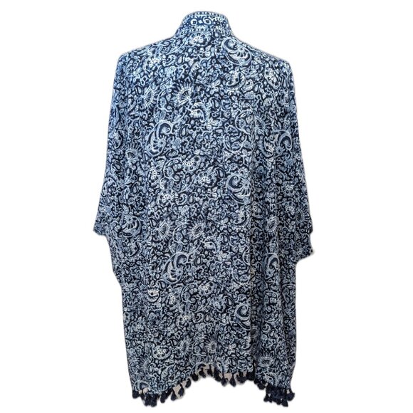 Polo Ralph Lauren | Blue & White Tassel Kimono Swim Cover Up |  One Size - Picture 5 of 14